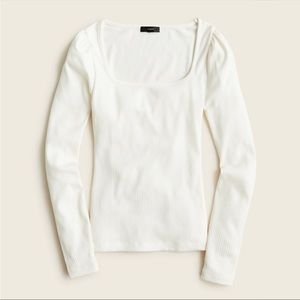 NWT J.Crew Ribbed Stretch-Cotton Squareneck T-shirt